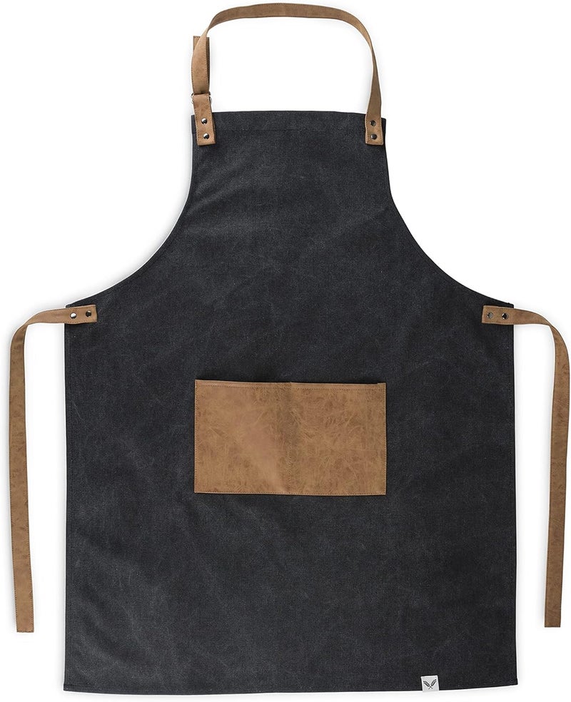 Foster & Rye Grilling Aprons for Men with Pocket, Canvas Cooking Aprons for Men with Adjustable Strap, Mens Chefs BBQ Apron - Image 1